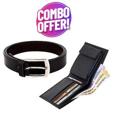 Artificial Leather Belt And Wallet Combo For Men