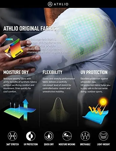 ATHLIO Men's UPF 50  Long Sleeve Compression Shirts, Water Sports Rash Guard Base Layer, Athletic Workout Shirt, 3pack Arctic Camo/Brick/Yellow
