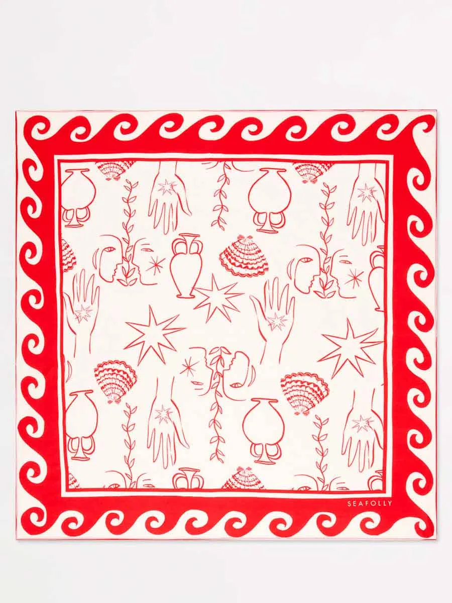 Atlantis Faces Scarf in Chilli Red