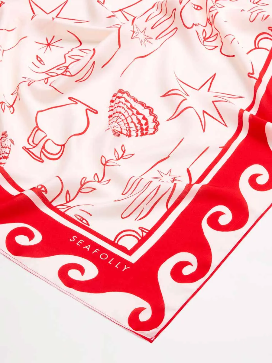 Atlantis Faces Scarf in Chilli Red