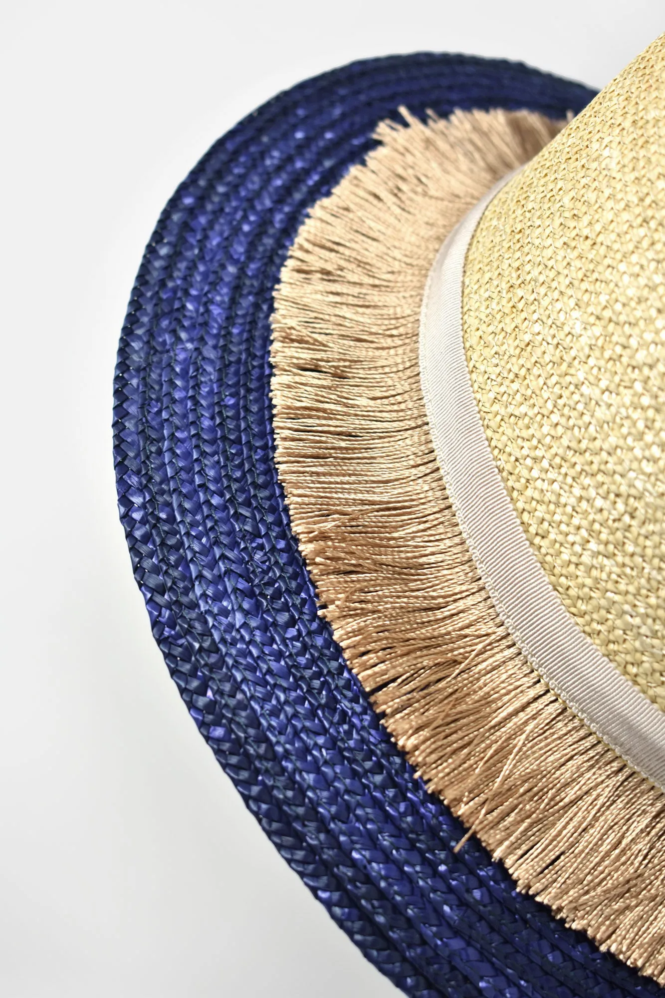 Aurorette Two Tone Tasseled French Boater Hat