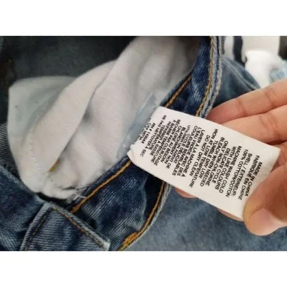 Avec les Filles high waisted mom jeans distressed raw split hem