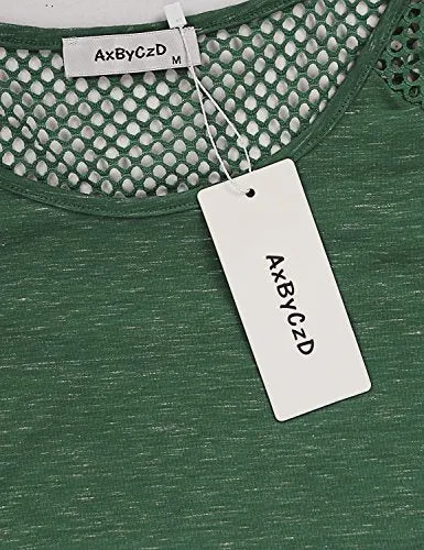 AxByCzD Athleisure Wear for Women,Ladies Soft Breathable Cool Moisture Wicking Keyhole Mesh Stitching Yoga Gym Tank Tops Abrasion Resistant Exercise Sports Jogging Pilates Casual Shirts Green Large