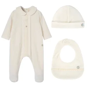 Baby Cream Babygrow with Hat & Bib