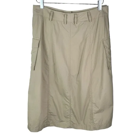 Banana Republic 100% Cotton Midi Cargo Skirt Double Zipper Front Women's Size 10