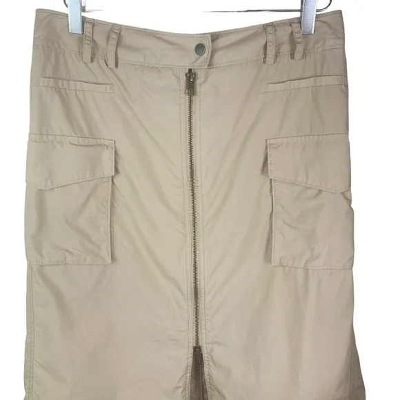 Banana Republic 100% Cotton Midi Cargo Skirt Double Zipper Front Women's Size 10