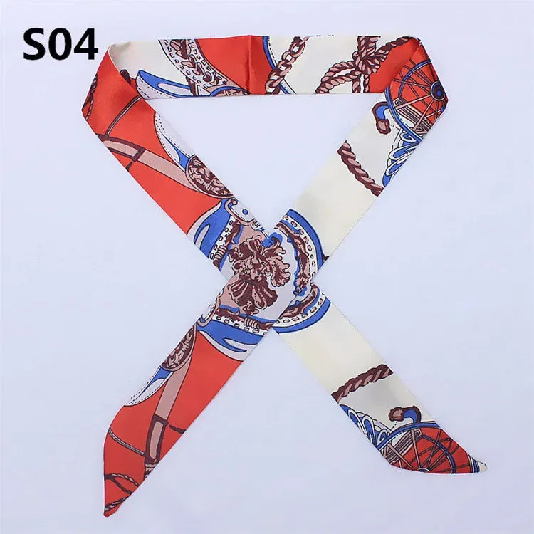 Bandana Small Silk Bag Scarf Women Head Hijab Scarf Long Skinny Scarves For Ladies Fashion Headband
