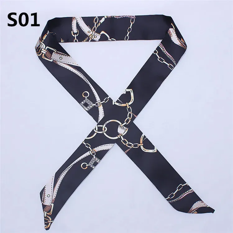 Bandana Small Silk Bag Scarf Women Head Hijab Scarf Long Skinny Scarves For Ladies Fashion Headband