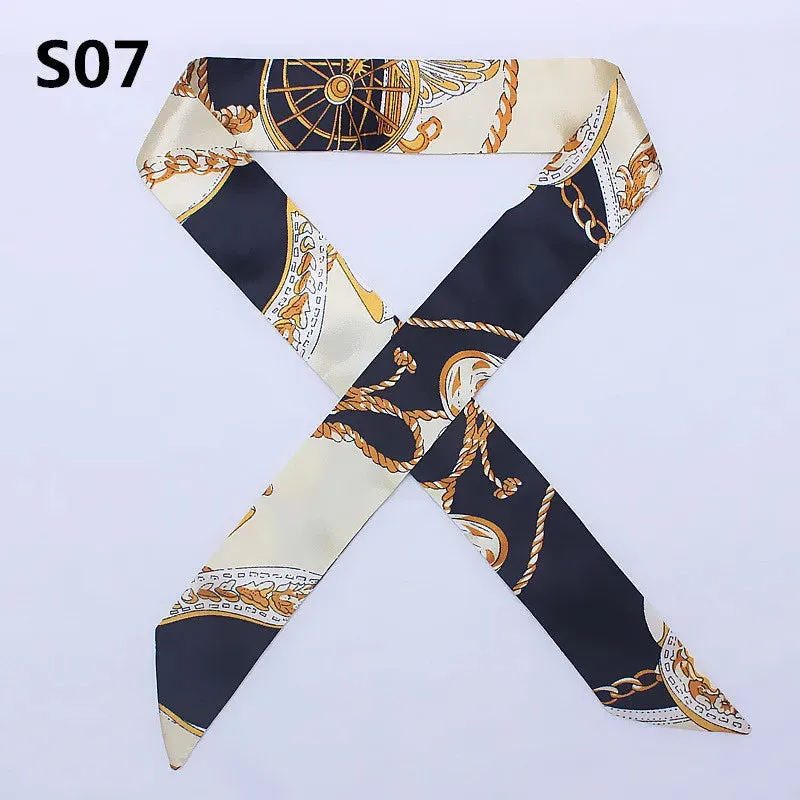 Bandana Small Silk Bag Scarf Women Head Hijab Scarf Long Skinny Scarves For Ladies Fashion Headband