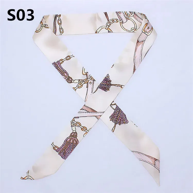 Bandana Small Silk Bag Scarf Women Head Hijab Scarf Long Skinny Scarves For Ladies Fashion Headband