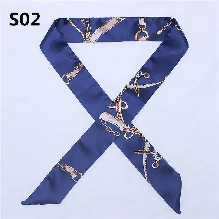 Bandana Small Silk Bag Scarf Women Head Hijab Scarf Long Skinny Scarves For Ladies Fashion Headband