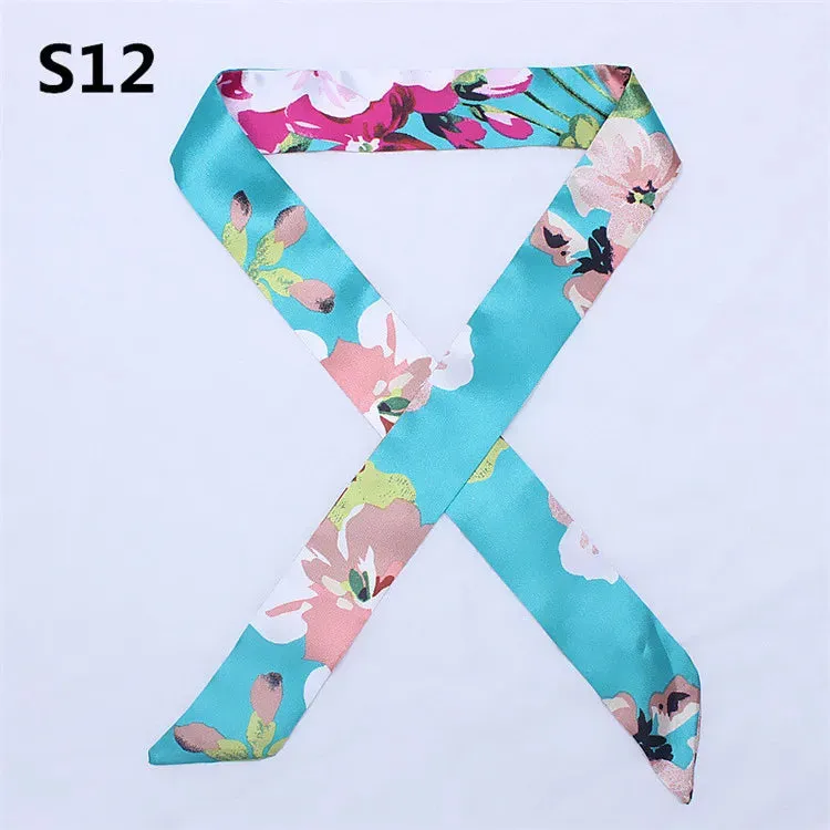 Bandana Small Silk Bag Scarf Women Head Hijab Scarf Long Skinny Scarves For Ladies Fashion Headband