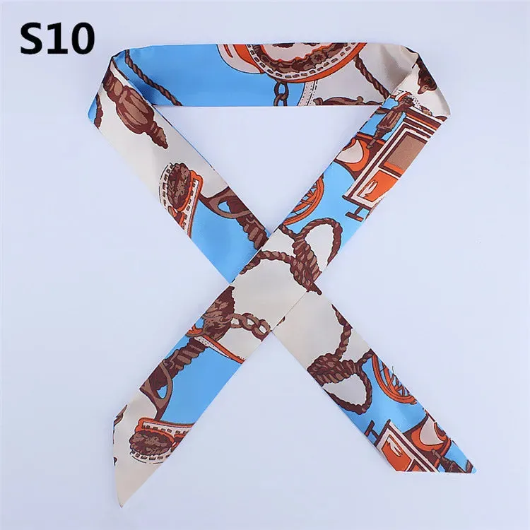 Bandana Small Silk Bag Scarf Women Head Hijab Scarf Long Skinny Scarves For Ladies Fashion Headband
