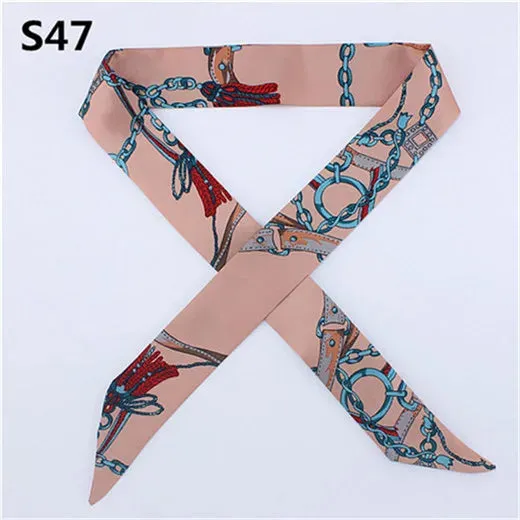 Bandana Small Silk Bag Scarf Women Head Hijab Scarf Long Skinny Scarves For Ladies Fashion Headband
