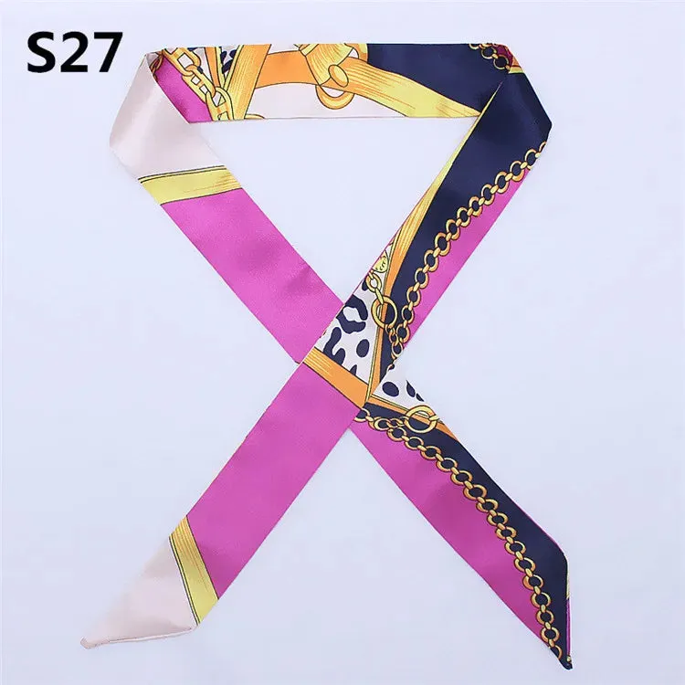 Bandana Small Silk Bag Scarf Women Head Hijab Scarf Long Skinny Scarves For Ladies Fashion Headband
