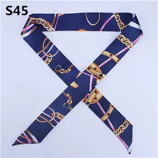 Bandana Small Silk Bag Scarf Women Head Hijab Scarf Long Skinny Scarves For Ladies Fashion Headband