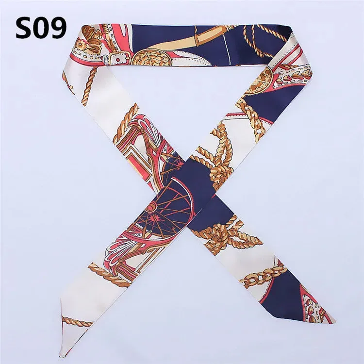 Bandana Small Silk Bag Scarf Women Head Hijab Scarf Long Skinny Scarves For Ladies Fashion Headband