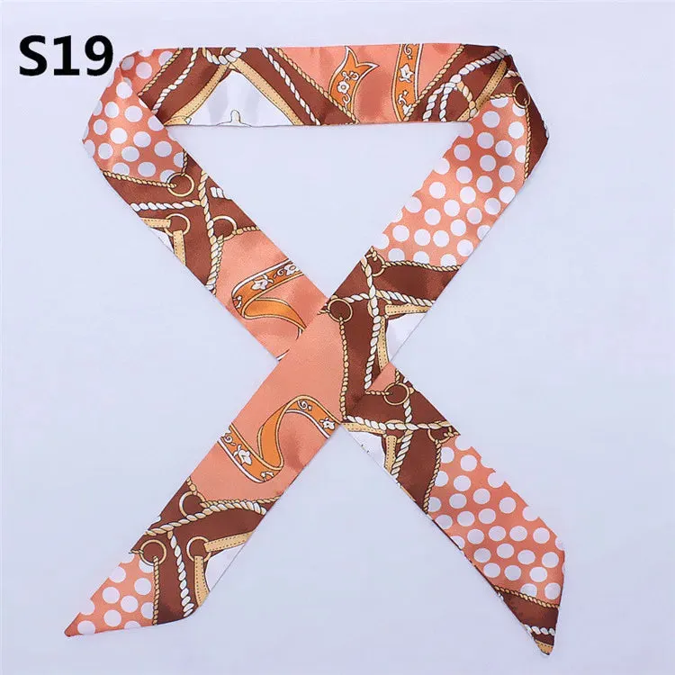 Bandana Small Silk Bag Scarf Women Head Hijab Scarf Long Skinny Scarves For Ladies Fashion Headband