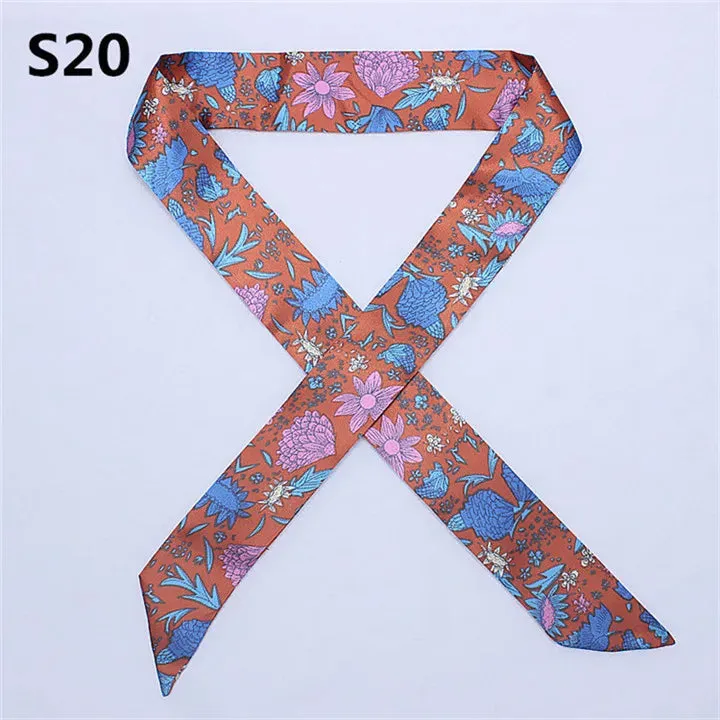 Bandana Small Silk Bag Scarf Women Head Hijab Scarf Long Skinny Scarves For Ladies Fashion Headband