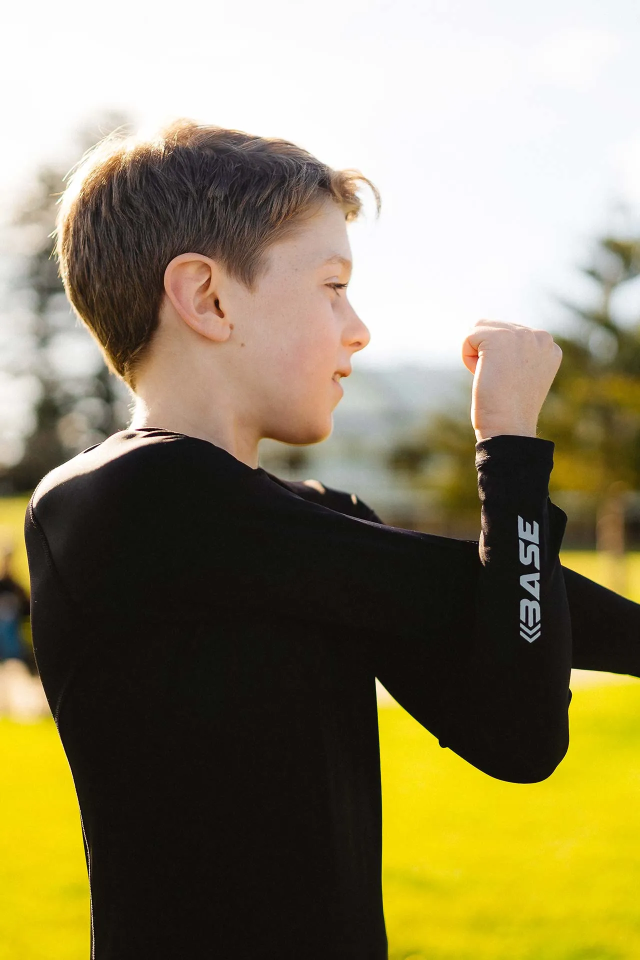 BASE Youth Active LS Compression Tee - Black