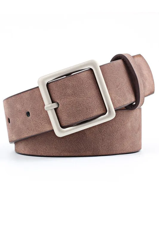 Basic Leatherette Trendy Square Buckle Belt