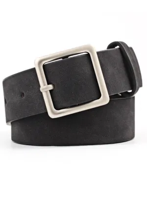 Basic Leatherette Trendy Square Buckle Belt