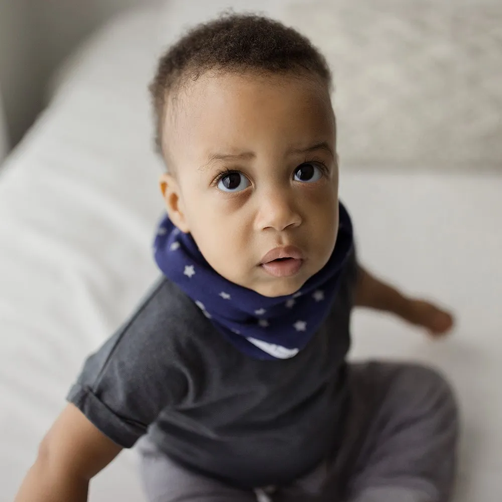 Bazzle Baby BandoBib Infinity Scarf Bib 2-Pack: Grey Airplanes & Navy Galaxy
