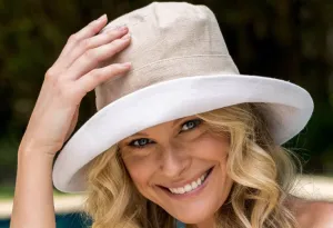 BD661 Before Dark Tara Linen Bucket Hat Sand/White
