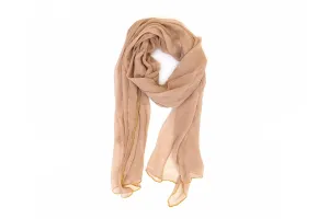 Beige & Gold Chiffon Dupatta - Scarf