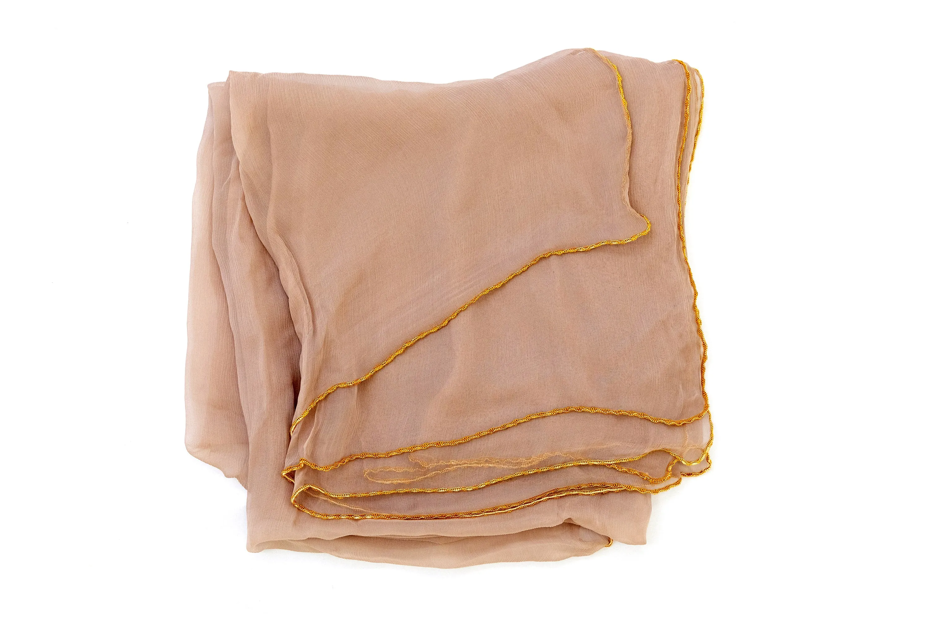 Beige & Gold Chiffon Dupatta - Scarf