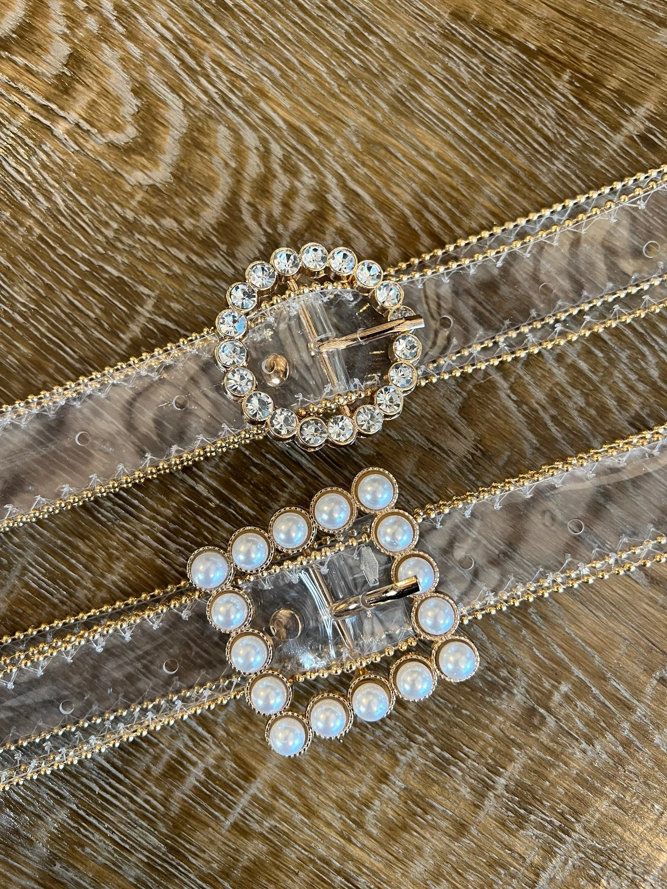 Belts, Transparent Belt, Clear Belt, Pearl Buckle Belt, Swimwear, Resort, Rhinestone Belts, FAN Fashion, UK Size 8-14