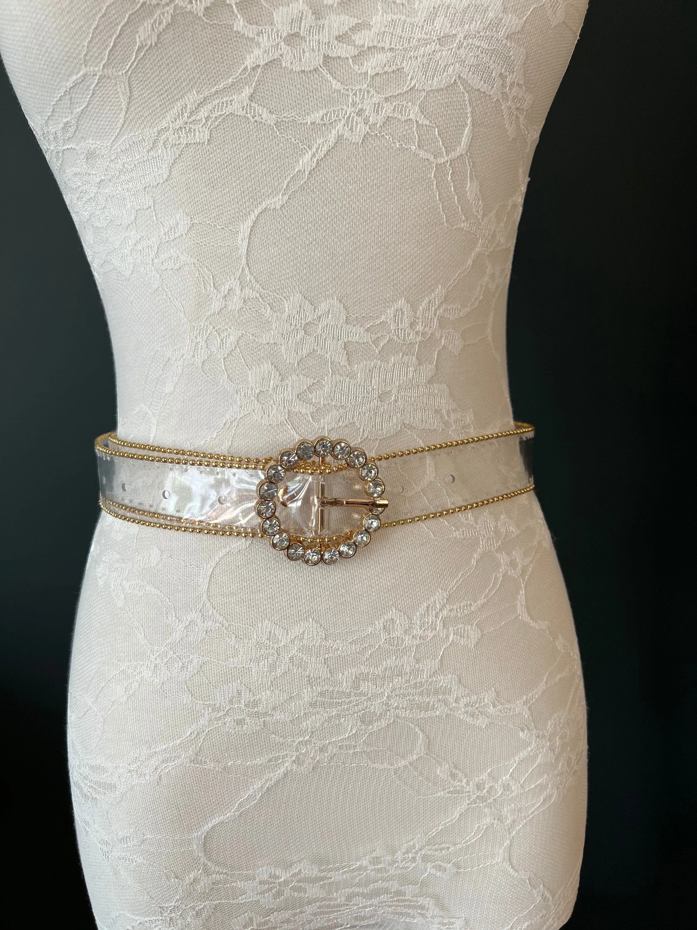 Belts, Transparent Belt, Clear Belt, Pearl Buckle Belt, Swimwear, Resort, Rhinestone Belts, FAN Fashion, UK Size 8-14