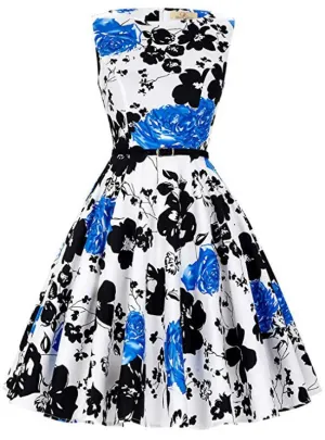 BerryBetty - Fashion Women White Dress Blue And Black Dress