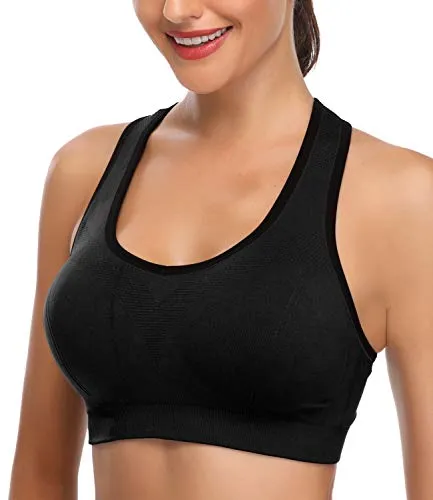 BHRIWRPY Push Up Padded Strappy Sports Bras for Women Comfortable Yoga Bra for Activewear, Black New1, XX-Large