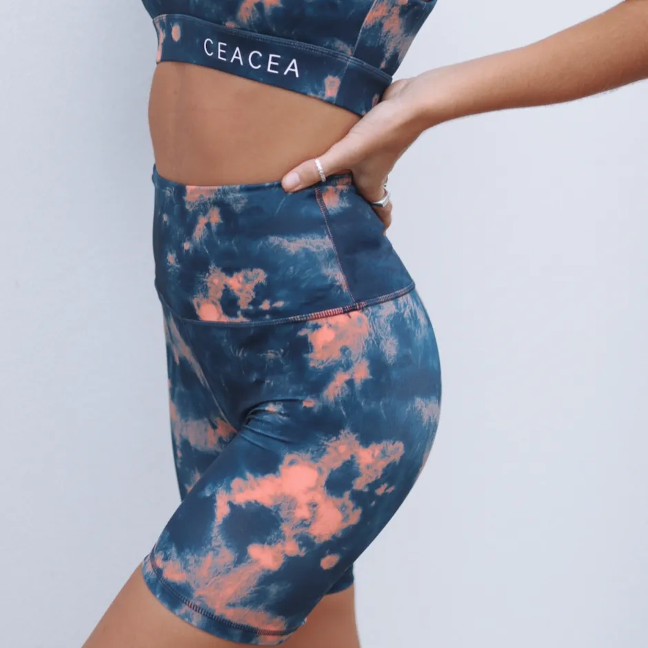 Bike Shorts - Navy Blue Tie Dye