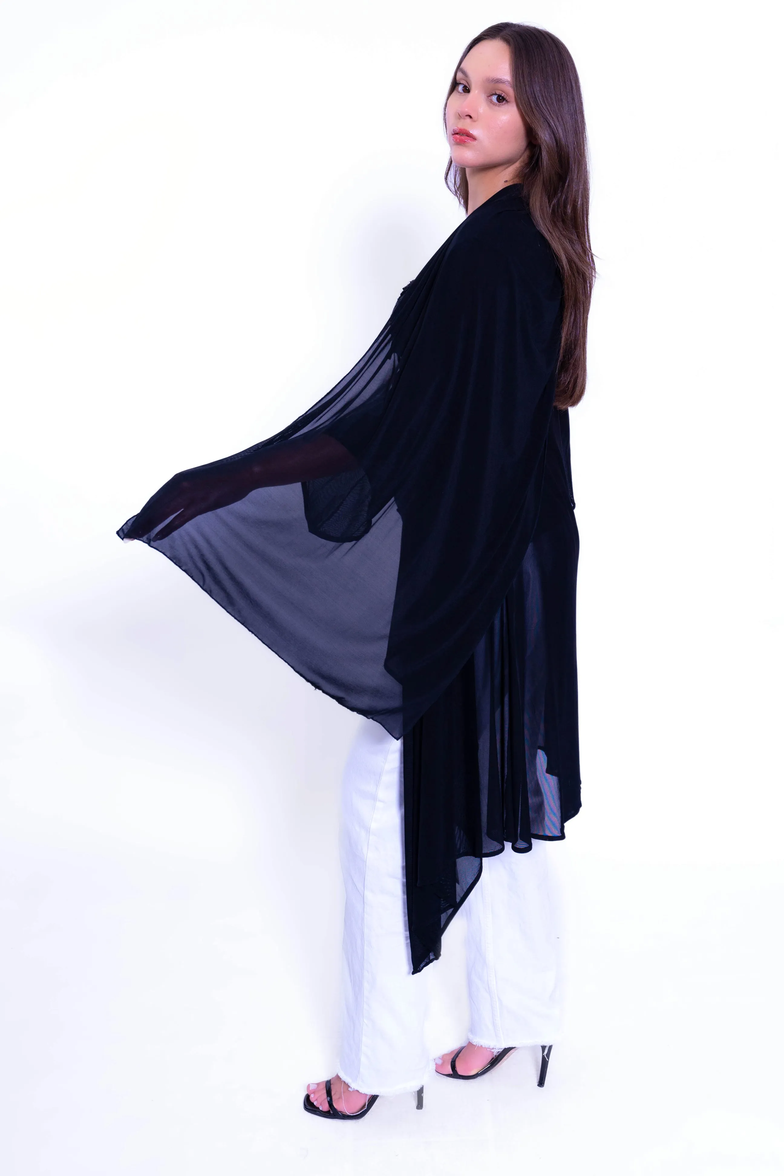 BKN-514 Mesh Jacket with Tie Scarf