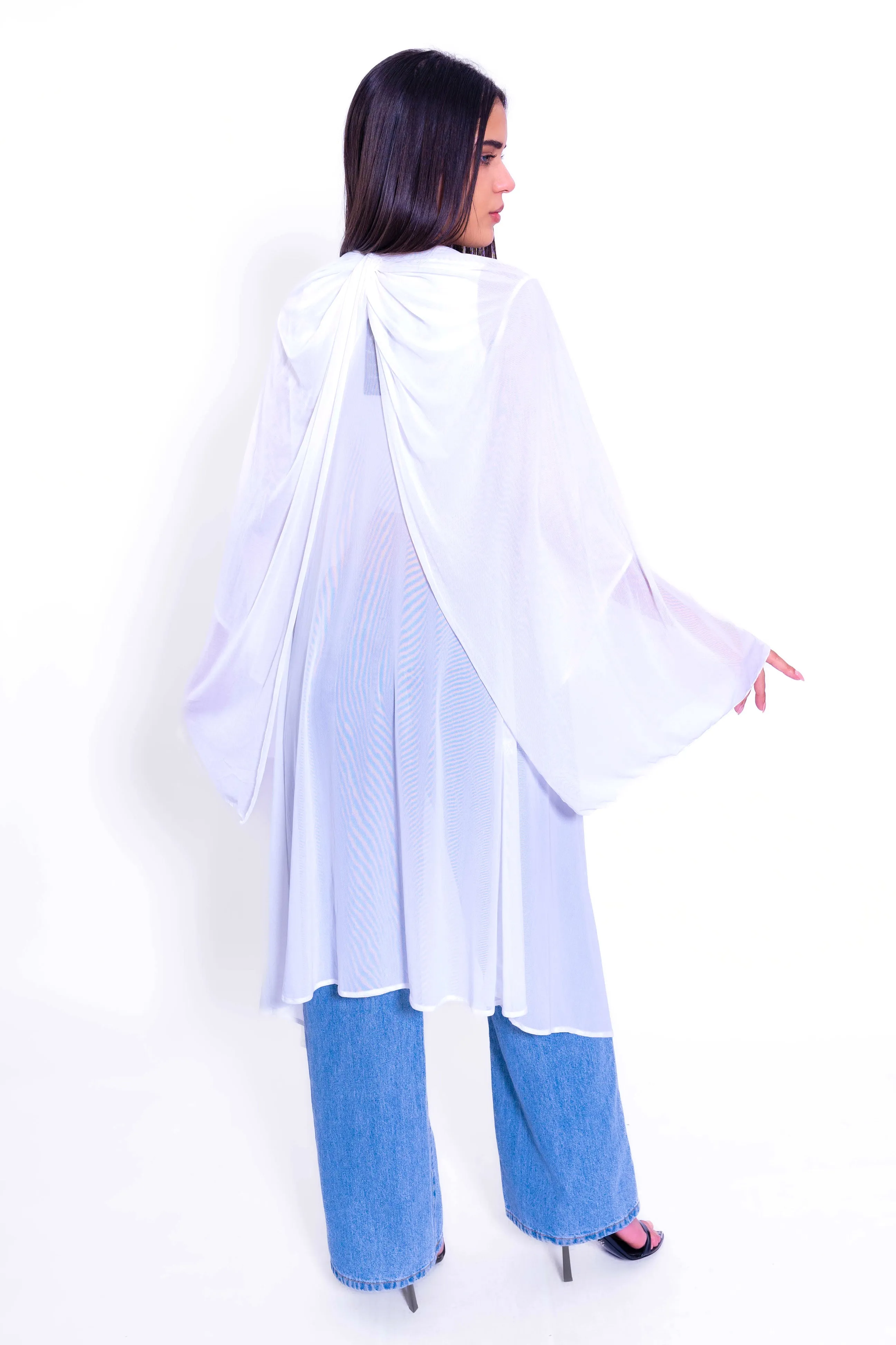 BKN-514 Mesh Jacket with Tie Scarf