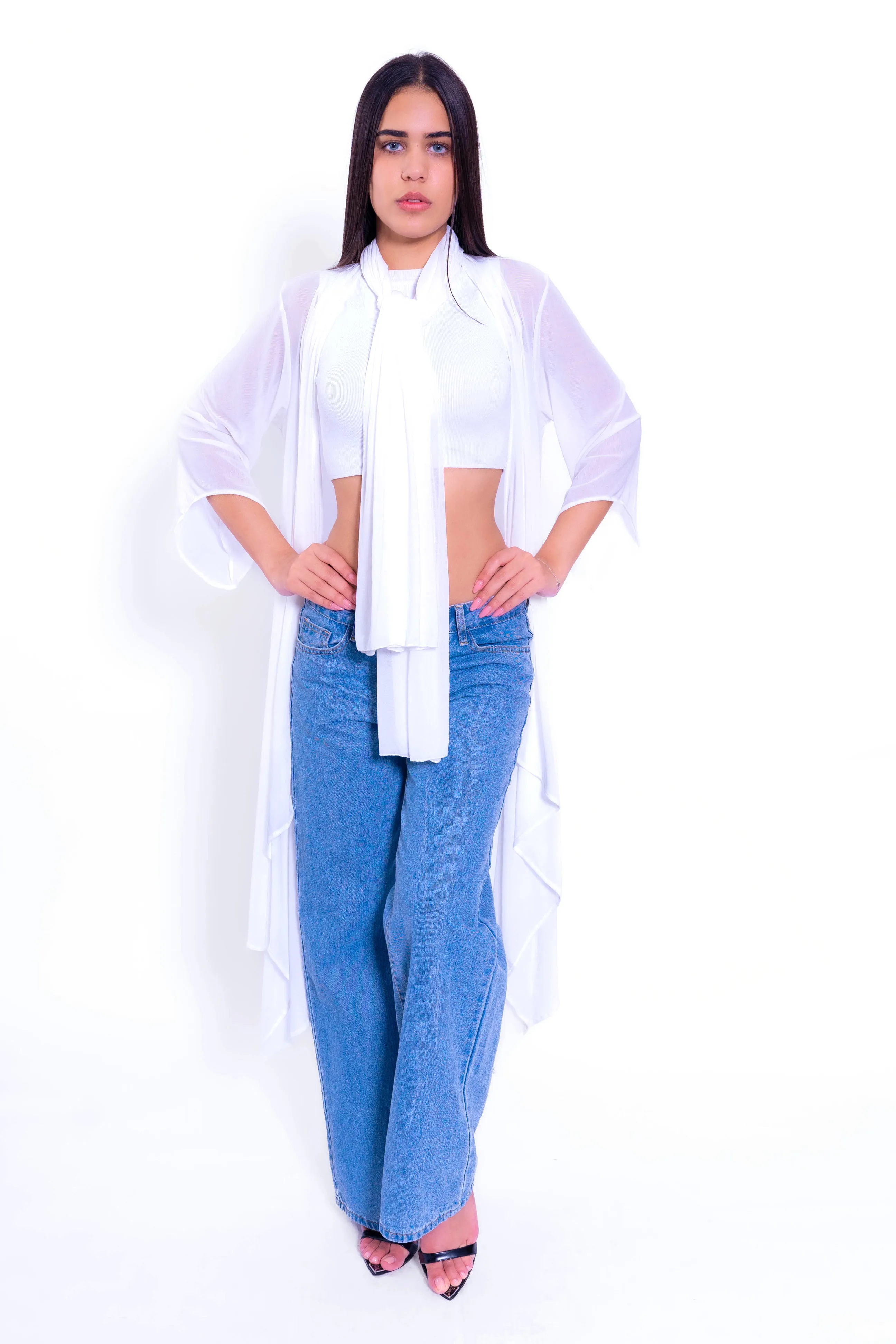 BKN-514 Mesh Jacket with Tie Scarf