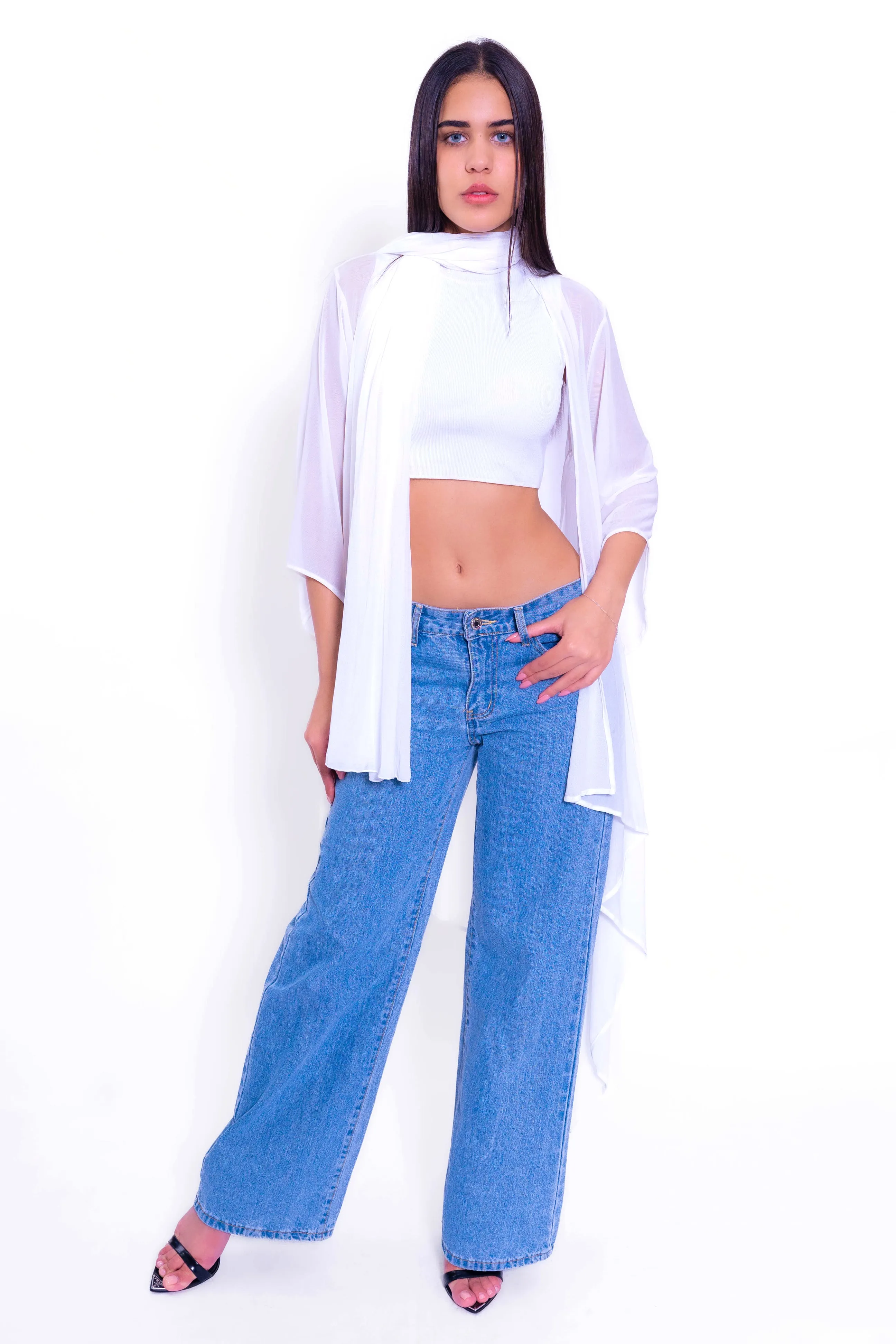 BKN-514 Mesh Jacket with Tie Scarf