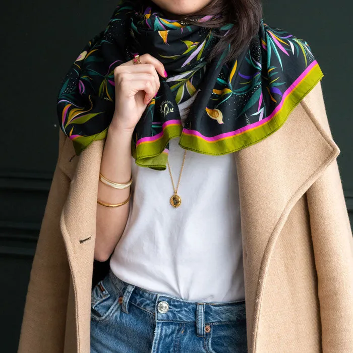 Black and Olive Bamboo Boxed Scarf