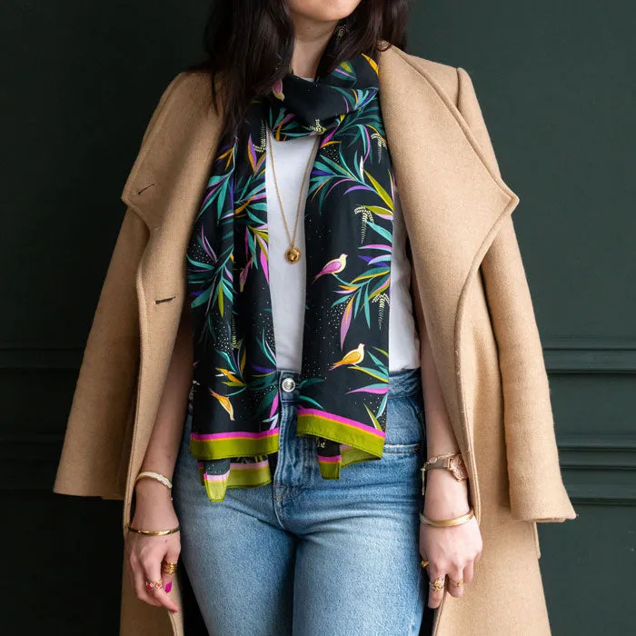 Black and Olive Bamboo Boxed Scarf