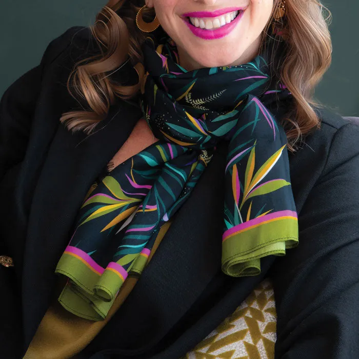 Black and Olive Bamboo Boxed Scarf