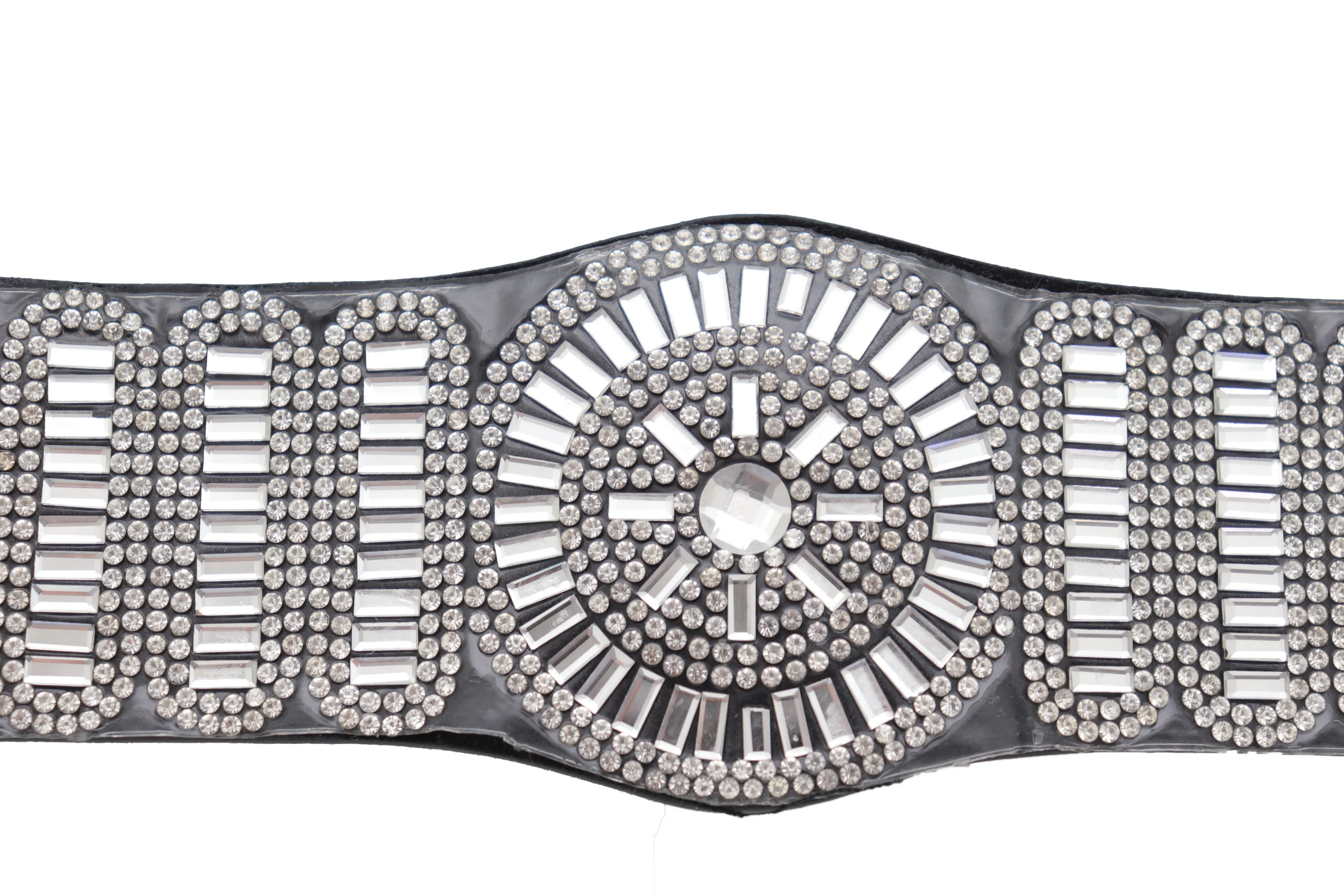 Black Elastic Band Night Club Party Fashion Belt Bling Silver Circle M L