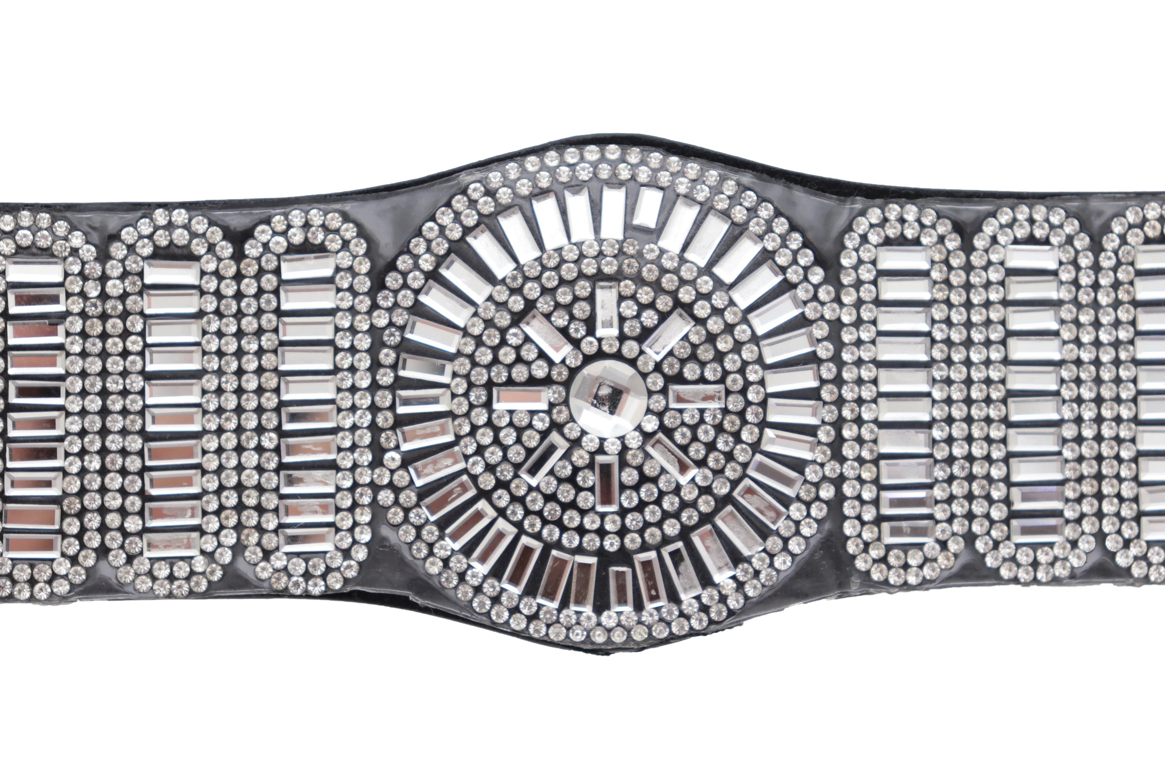 Black Elastic Band Night Club Party Fashion Belt Bling Silver Circle M L
