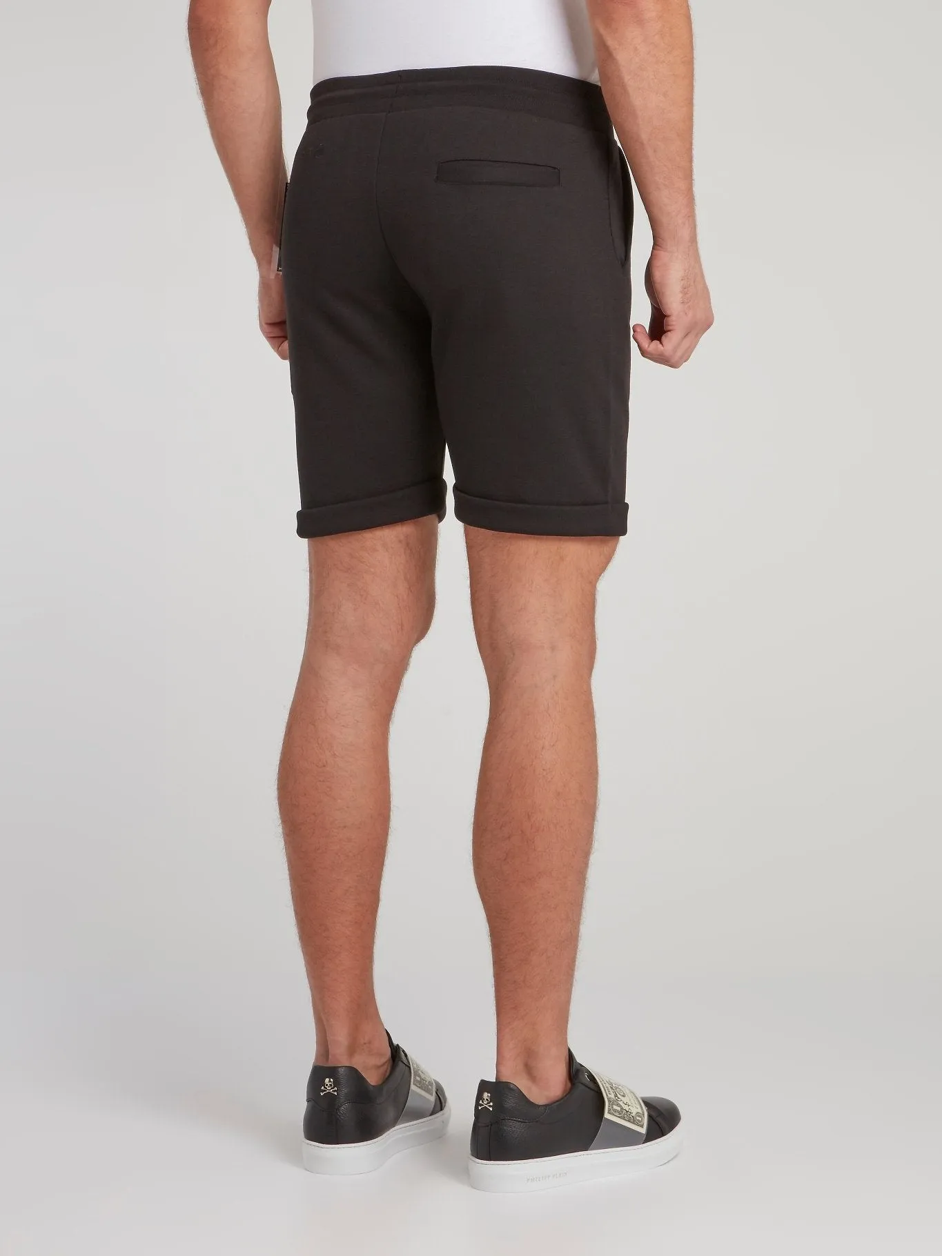 Black Folded Hem Jogging Shorts