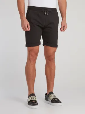 Black Folded Hem Jogging Shorts