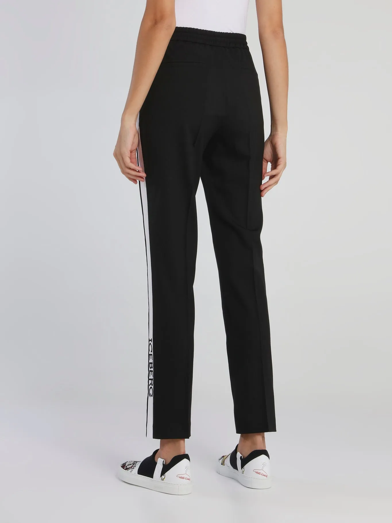 Black Logo Tape Drawstring Active Trousers