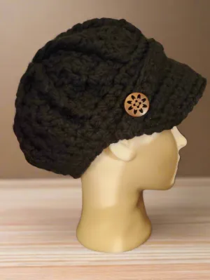 Black newsboy hat crocheted