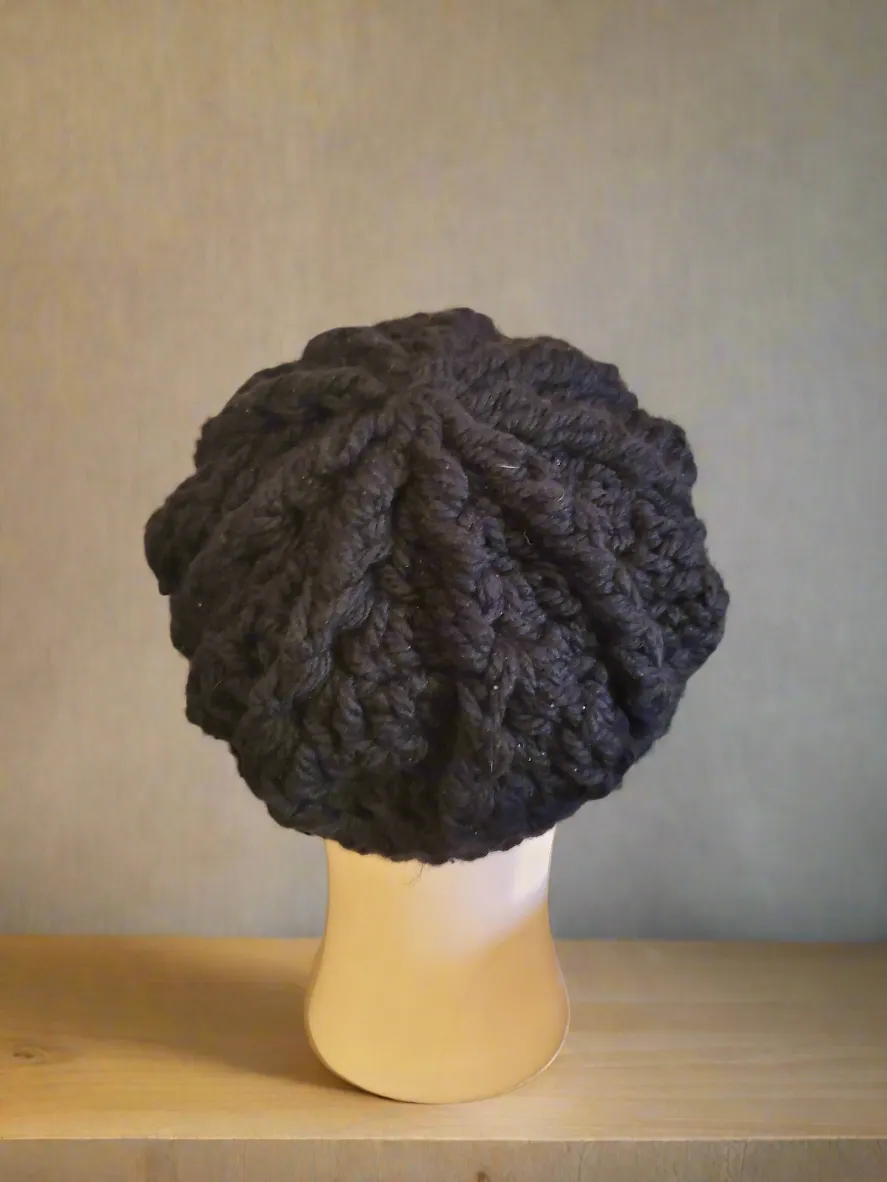 Black newsboy hat crocheted