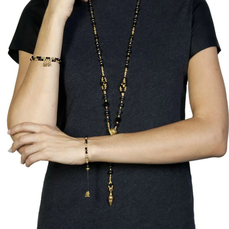 Black Onyx and Gold Lariat